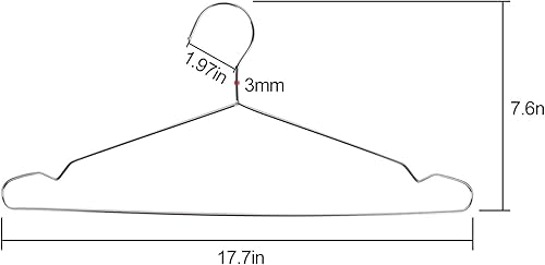 Miniatura 2 de KINJOEK Paquete de 50 perchas de alambre para ropa, 17.7 pulgadas de alambre de acero inoxidable para ropa seca y húmeda, ropa interior y pantalones