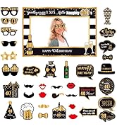 Auliuse 40th Birthday Photo Booth Props Frame, 37Pcs Birthday Photo Booth Props Funny DIY Party P...