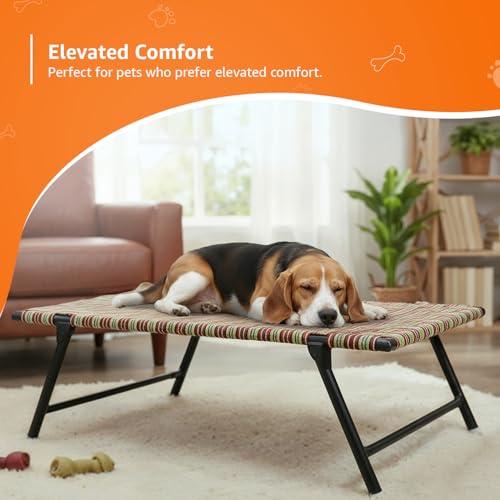 Image of Amazon Basics Leg Fold Dog Pet Bed | Nylon Niwar Durable | 24 x 36 x 12 Inch | Multi-Color