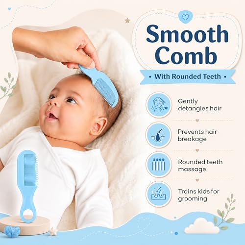 Image of StarAndDaisy baby grooming / care kit for new born baby , baby comb hair for new born Hair Brush, Comb,Baby Nail Scissor,Baby Nail Cutter,nail cutter safety holder, Nail Filer for Infants & Toddler (Care Kit-Blue)