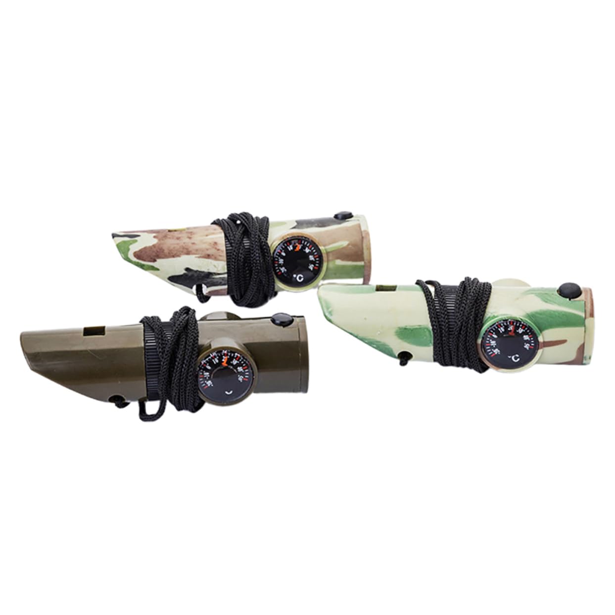 POPETPOP Sifflet De Survie en Plein Air Bac De Rangement Bac Rangement Sifflet De Sécurité Multi-Outils D'extérieur Étain Thermomètre Sifflet d'urgence Sifflet 7 en 1 Abdos