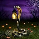 QZJDDZSW Halloween Decor Solar Snake Garden Statue,11.22 Inch Snake for Yard Lawn Garden Patio Scary Halloween Decorations,Indoor Haunted House Prop and Home Party Decor (Bronze Colored)