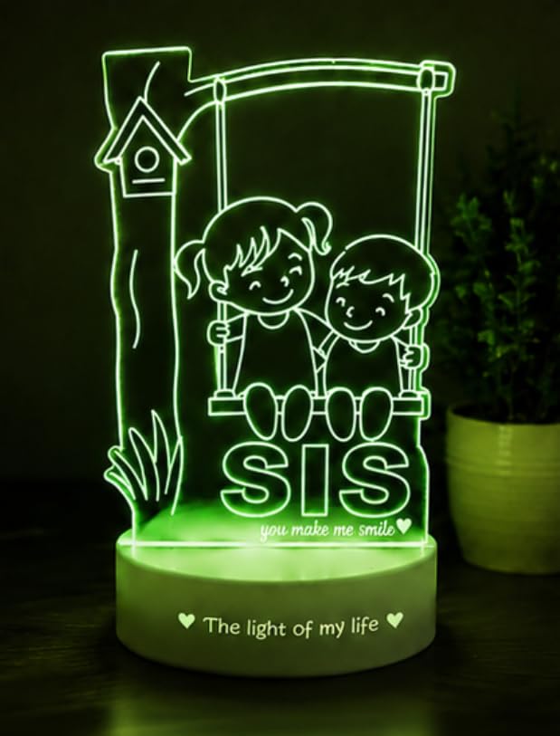 Image of by Pepperfry Raksha Bandhan Gift for Sister | Rakhi Gift for Behen | Decorative Multicolor LED Lamp | Energy Efficient Light for Bedroom Home Office Study Room