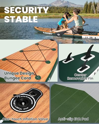 Image of Inflatable Paddle Board,Stand Up Paddle Board Set, Extra Wide SUP Board with Removable Fin, Floating Paddle, Hand Pump, Waterproof Phone Pouch,Traveling Board