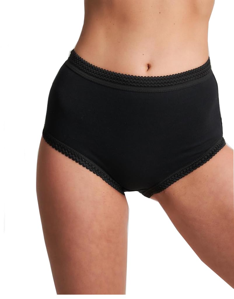 Itrat Women's Black Itrat® Woman's Full Mama Briefs | Cotton Rich Knickers Maxi Mama Brief's Underwear | Every Day Mama Brief Cotton Stretch Girls Brief Panties (Xos )