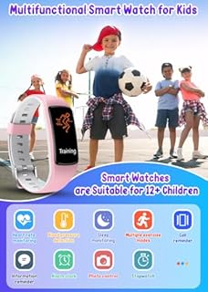 Smartwatch Armbanduhr Fitnessuhr Schrittzähler Wasserdicht: Smart Watch Kinder Uhr Mädchen Jungen Teenager Uhren mit Herzfrequenz Blutdruck schla Sportuhr Wecker Kinderuhr Fitness Tracker ab 12 Jahre