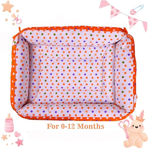 Image of Toddylon Flat Bed Baby Bed Bedding Set for New Born Baby | Bed Mattress | Mosquito Net | Cotton | Travel Bed | Essentials | Toddlers | Infants | Baby Boy Girl (0-12 Months) Orange