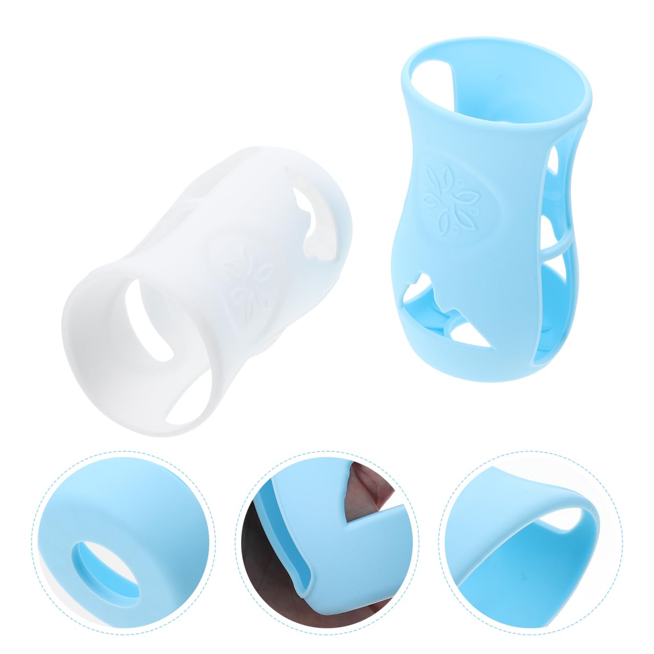 4 fundas anticaídas para biberones, protección de alimentación para botellas de leche, cubierta y antideslizante para beber de forma segura, adecuada para diferentes tamaños de