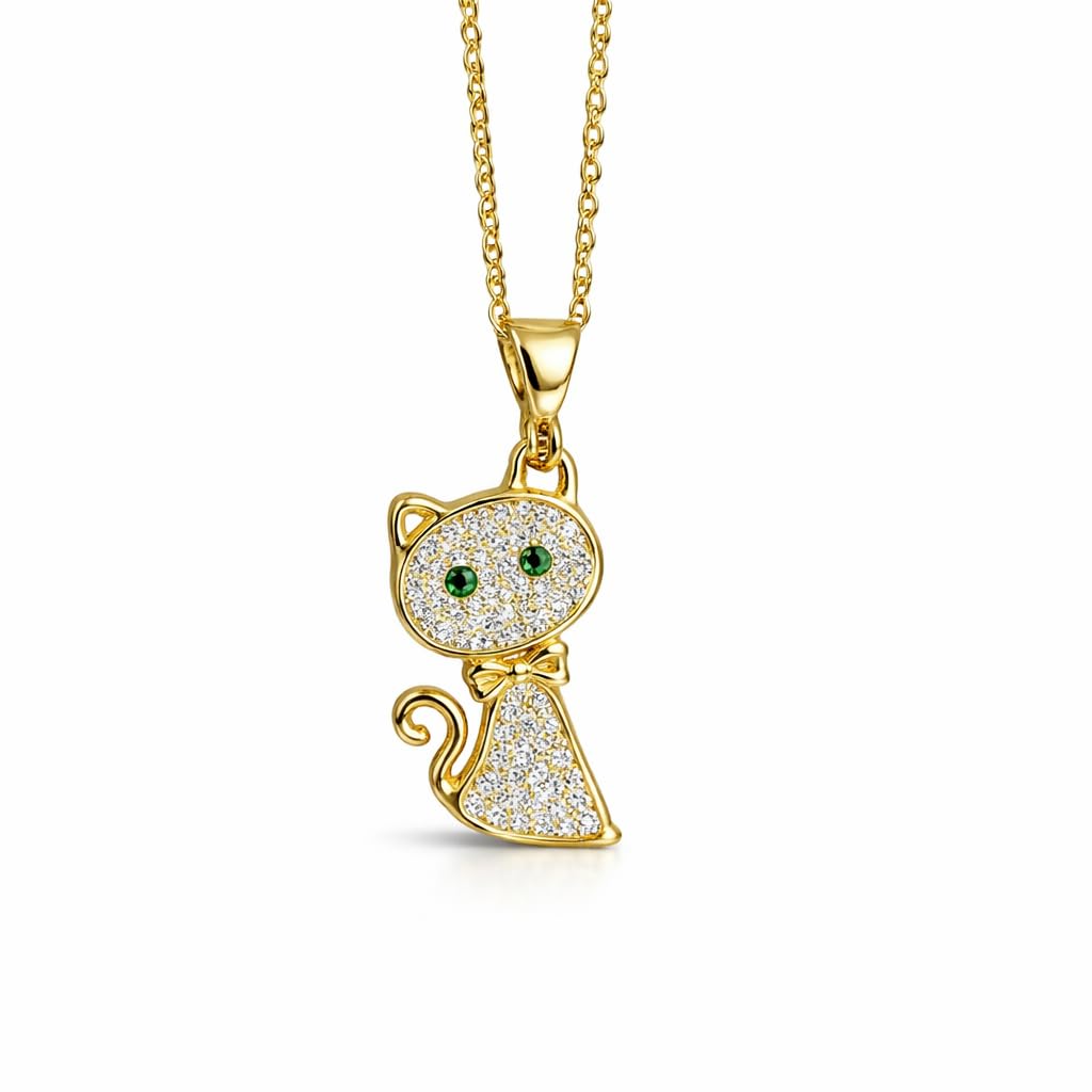 Buy ZORRY 18K Gold Plated Cat Pendant Necklace for Women & Girls