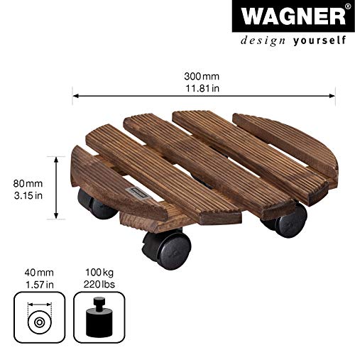 Wagner Pflanzenroller Country Ø 30 x 8 cm I Blumenroller für Innenbereich I Rutschsicheres Rollbrett I Kübelroller aus FSC® Massivholz, palisander I Tragkraft 100 kg I Made in EU - 20018301
