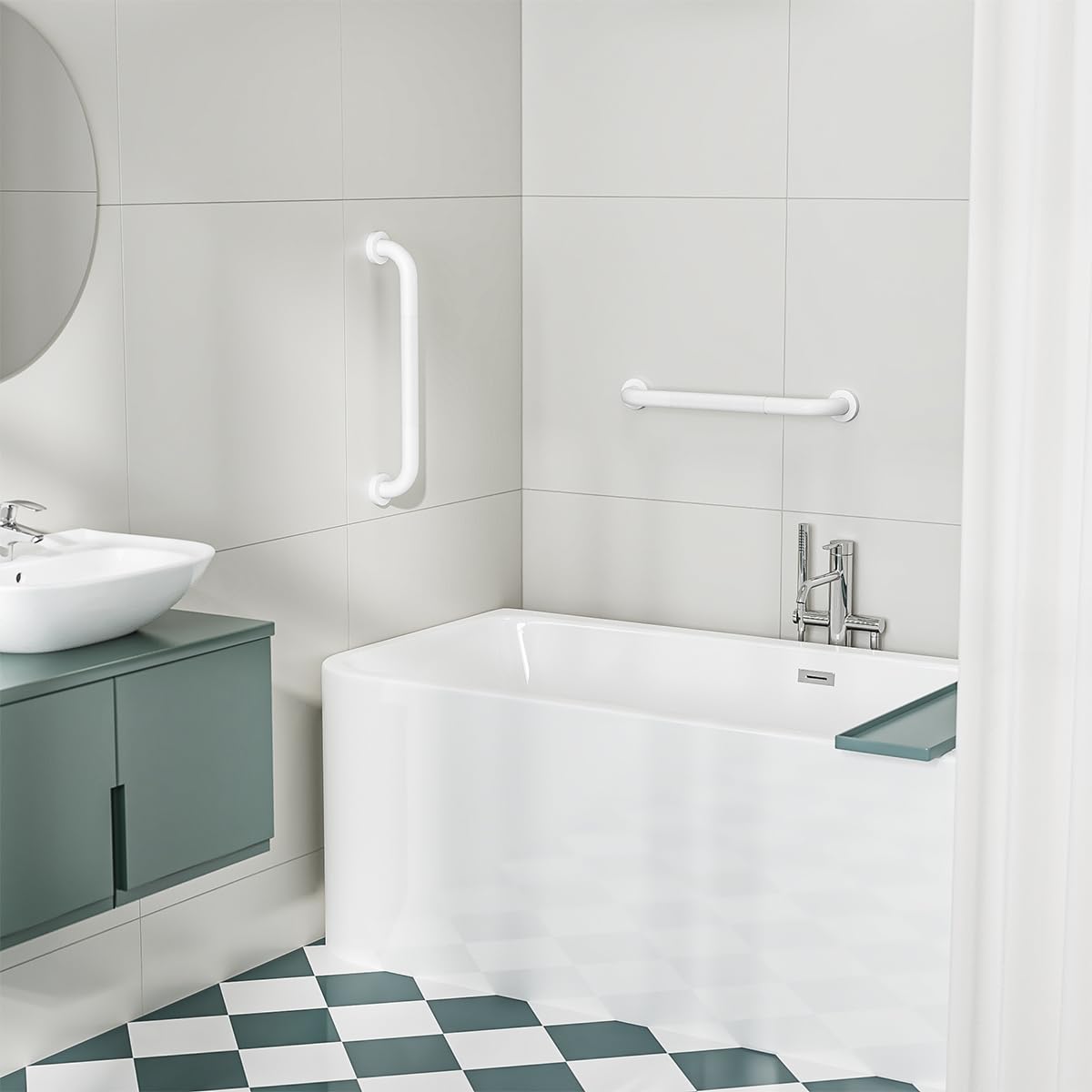 FANHAO 2 Barres d'appui de Salle de Bain en Acier Inoxydable SUS304 avec Poignée Antidérapante pour Toilettes, Baignoire, Salle de Bain, Rampe d'escalier -41cm