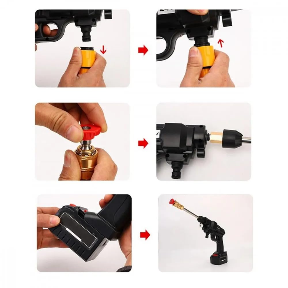 Idropulitrice Elettrica ad Alta Pressione Portatile con 2 Batterie da 48V e Accessori Fresa per Pulizia Auto Giardino e Superfici Esterne