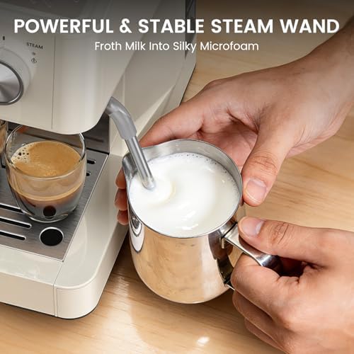 Kismile 20-Bar Espresso Machine with Grinder, Expresso Coffee Machines Coffee Maker with Grinder, Milk Frother/Steam Wand & Tamping Tools for Cappuccino & Latte - 2