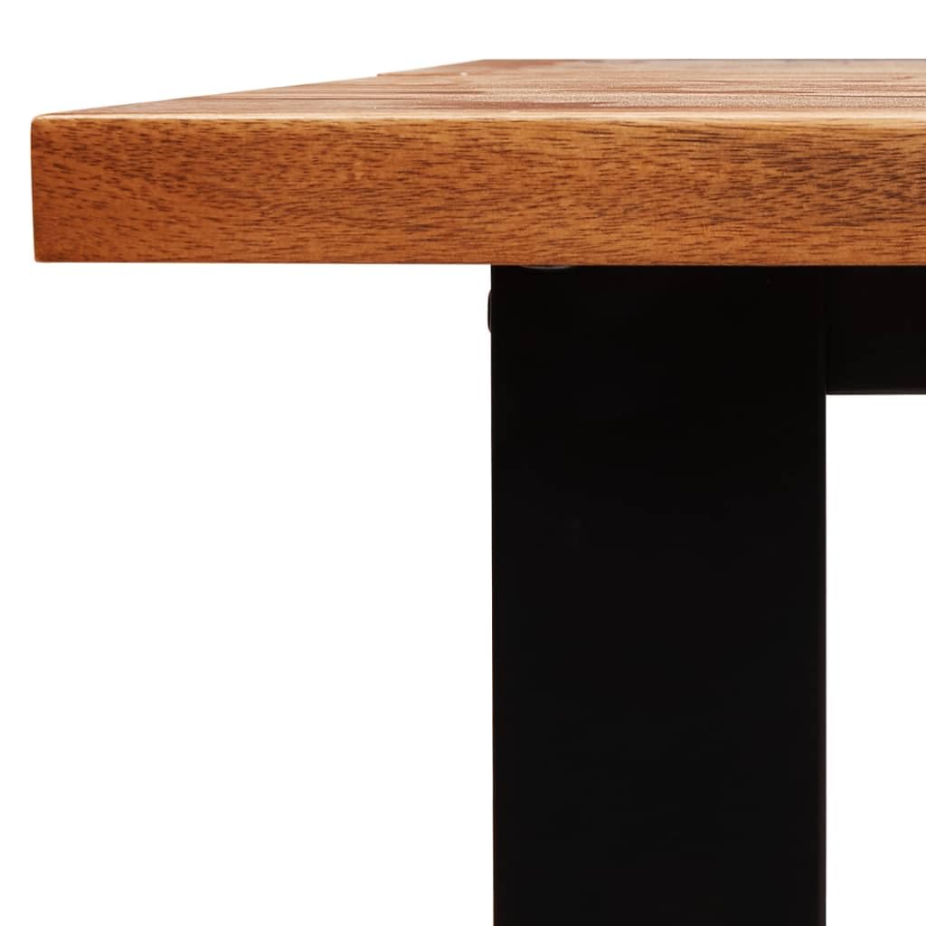IKAYAA Mesa de Comedor Madera Maciza de Acacia 140 x 80 x 75 cm Mesa Industrial Mesa Salon Rustica Mesa Comedor Patas Metálicas/Hierro