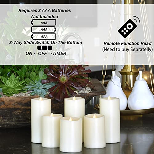 HoogaLife Flameless Candles Flickering Flame Effect (D 3\" x H 4\") Ivory Auto-Moving 3D Wick, LED Pillar Candles Real Wax with Timer Battery Operated and Remote to Buy Separately - Thumbnail 3