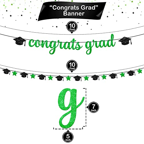 Image of Glitter Congrats Grad Banner - 10 Feet, Pre-Strung | Green Graduation Decorations 2026 | Congratulations Banner | Congratulations Graduation Banner 2026 | Graduation Party Decorations - KatchOn