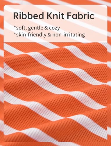 Zengjo Short Sleeve Turtleneck Women Striped T Shirt,Ribbed Mock Neck Top4