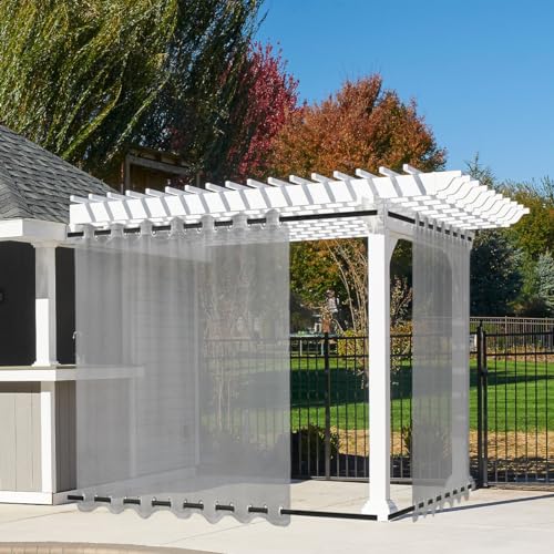 Heavyoff Cortinas Exterior Porche, Cortina Exterior Impermeable Cortinas Exteriores Translúcidas Visillos para Pergolas de Jardin Cortina 1 Pieza, Gris, 132x213cm