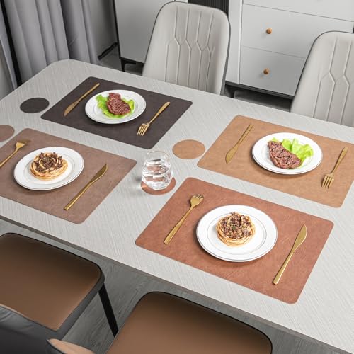 Set de table imperméable Beydodo en cuir PU lavable et réversible double face - 5