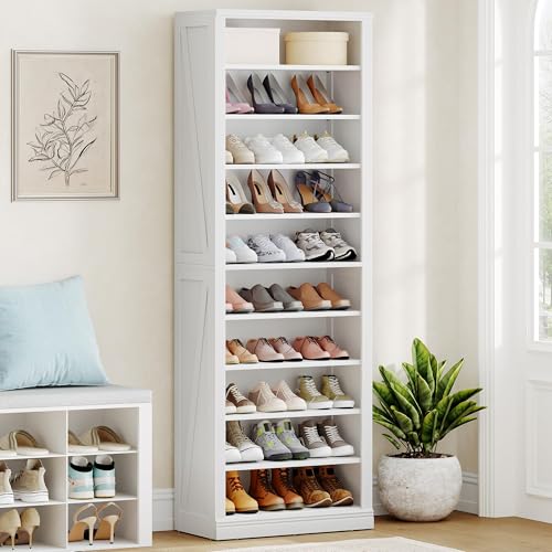 Hzuaneri Schuhschrank, Freistehender Schuhkommode mit 27-30 Paar, Trennwand Verstellbar, Schuhkipper für Eingang, Wohnzimmer, Schlafzimmer, weiß...