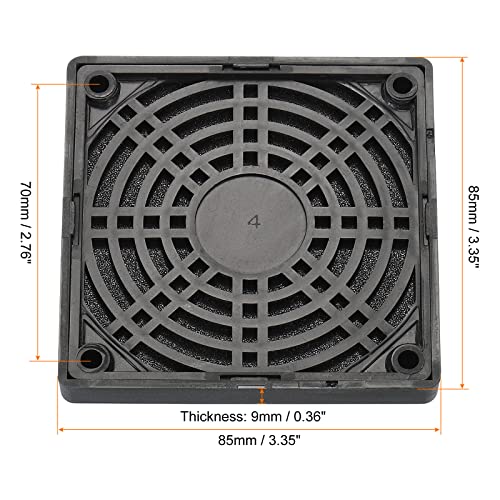 PATIKIL 80mm Cooling Fan Filter with Screw, 4 Pack ABS Ventilator Grill Protector Guard for Fan Protective Cover DIY Black - Image 2