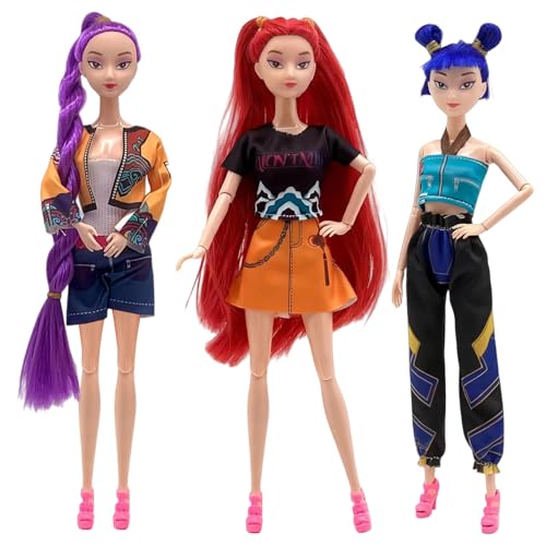 HIDLY 2025 New Korean Idol Dolls Set with Trendy Outfits Singer Doll Merch Christmas Decorations Gifts (Multicolor-3PCS)