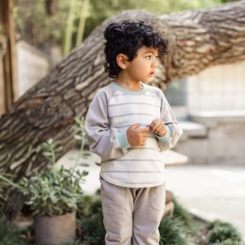 Image of Burt's Bees Baby Boys Organic Cotton Sweatshirt & Jogger Set, Outfit Bundle