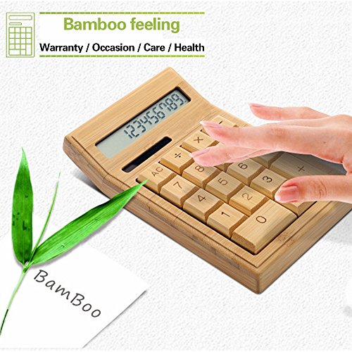 Sengu Bamboo Wooden Solar Calculators Standard Function Desktop Calculator With 12-Digit Large Display #TOP2