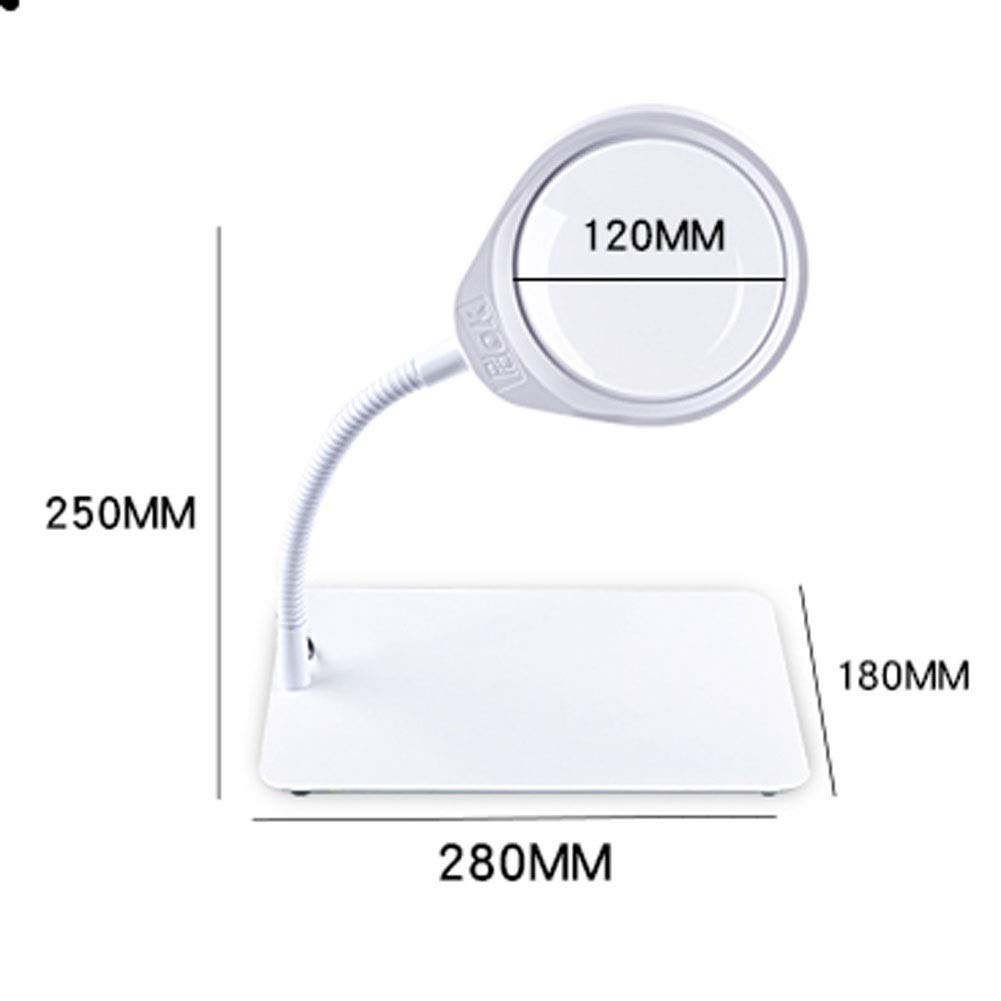 Lente d'ingrandimento della fascia con ingrandimento 10X, lampada da scrivania, vivavoce con design standard, pieghevole, lente d'ingrandimento con 36 LED per lettura, hobby, cucito, artigianato e