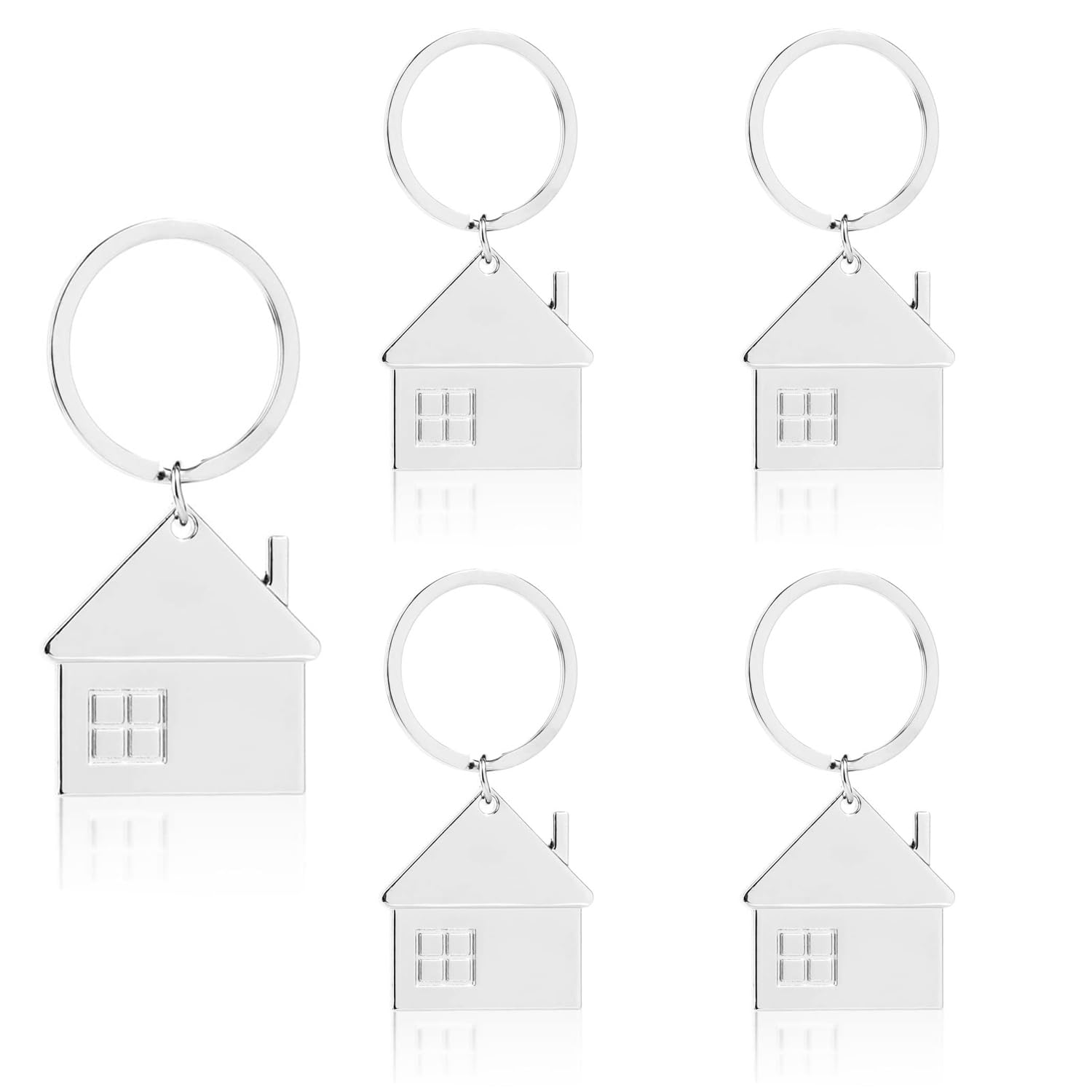 Uclever Girls Silver 5Pcs Home Keychain House Metal Matching Keyring Housewarming Celebration For Friends Couples And Family