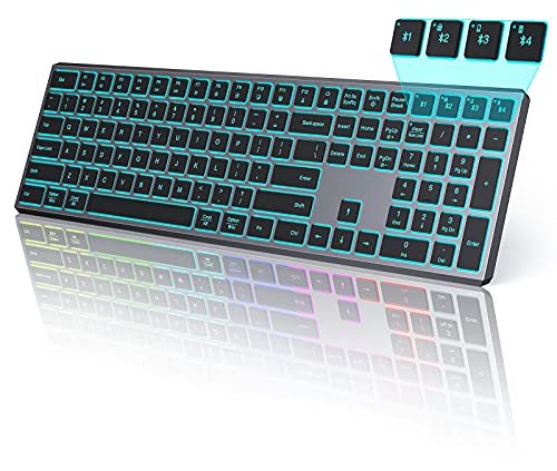 Backlit Bluetooth Keyboard, seenda Illuminated Multi-Device Slim Rechargeable Wireless Keyboard Compatible with iPad, iPhone, iOS, Android, Mac OS, and Windows