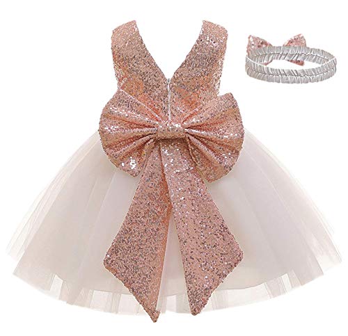 Baby Girls Sequins Dress Bowknot Lace Wedding Pageant Party Tutu Gown with Headwear, Orange Pink, 18-24 Months = Tag 24M Baby Girls Sequins Dress Bowknot Lace Wedding Pageant Party Tutu Gown with Headwear, Orange Pink, 18-24 Months = Tag 24M
