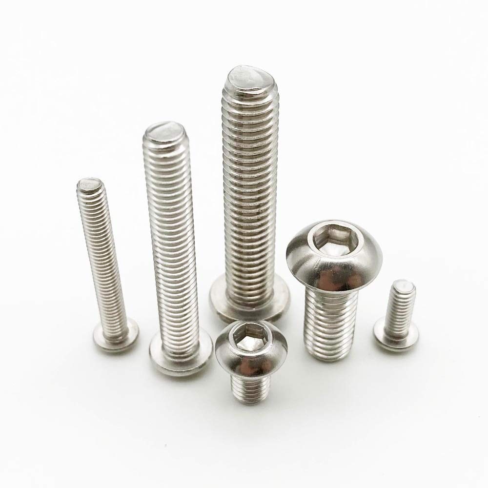 10/50pcs Screws M2 M2.5 M3 M4 M5 M6 M8 304 A2-70 Screws Stainless Steel ISO7380 Hexagon Hex Socket Head Button Allen Bolt Screw L=2-100mm Screws (Color : 22mm, Size : M4 (10pcs))