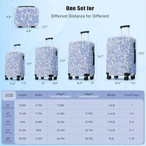 Image of Hardside Luggage Sets, Lightweight Suitcase with Spinner Wheels, Blue Patterns
