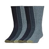 GOLDTOE Men's Harrington Crew Socks, Multipairs, Denim (6-Pairs), Large