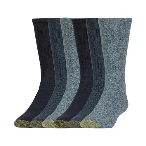 GOLDTOE Men's Harrington Crew Socks, Multipairs, Denim (6-Pairs), Large