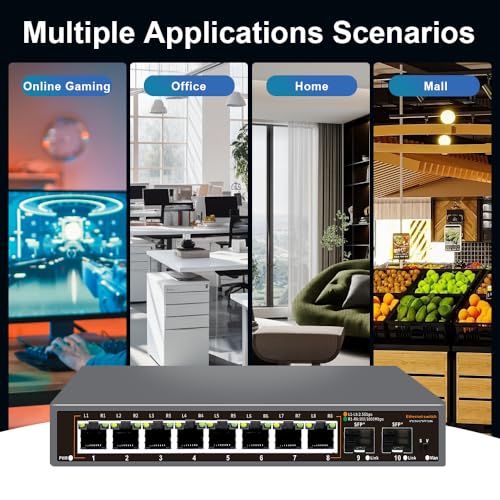 Image of 8-Port 2.5G Unmanaged Ethernet Switch, 8x2.5G Base-T Ports, 2x10G SFP+ Uplink, Supports 100 /1000 /2500Mbps, Fanless Metal Casing, Plug & Play