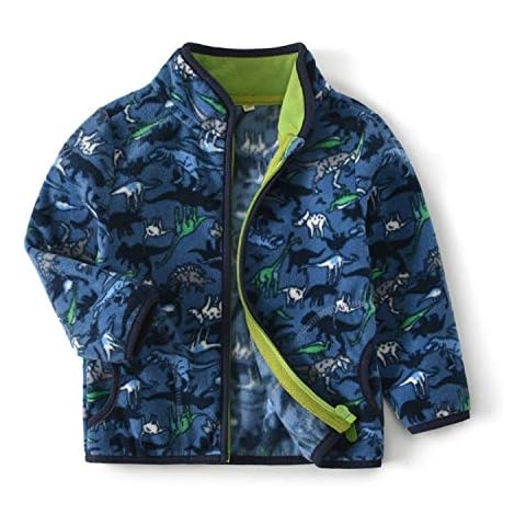 ACARYI Boys Winter Fleece Jackets Kids Fashion Printed Patterns Coats Toddler Hooded Coats Fall Outerwear for 2-14 Yrs (5T(115-125cm Height),Blue Dinosaur) Cover