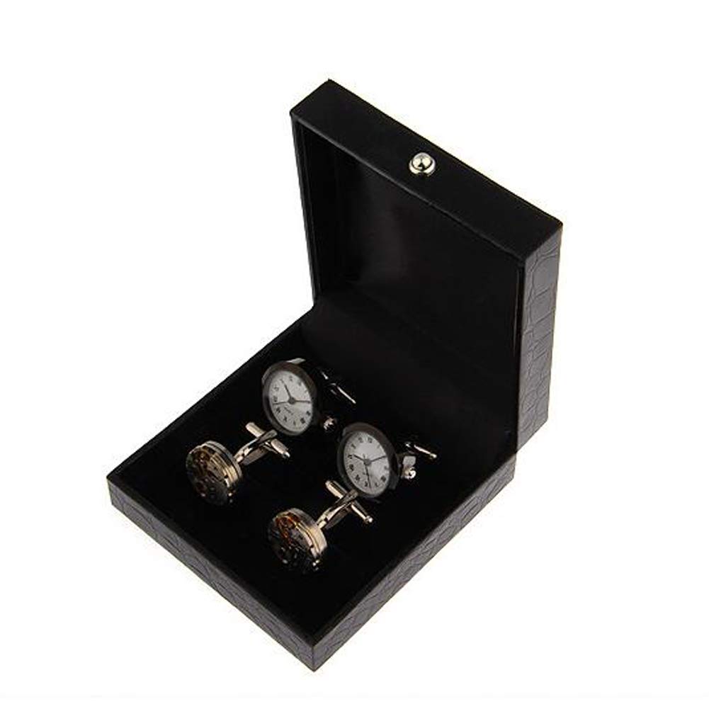 Boîte à Boutons De Manchette En Cuir Noir – Élégante, Compacte (8,5x4,5x3,5 Cm) – Pour Rangement Ou Cadeau