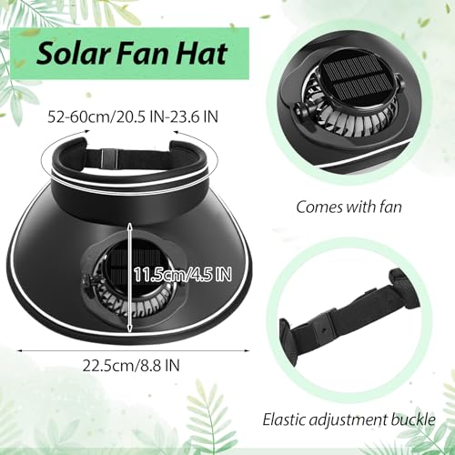 Image of Solar Fan Hat Men and Women Sun Visor Wide Brim Cooling Hat for Outdoor Summer Camping Beach Fishing, USB & Solar Powered