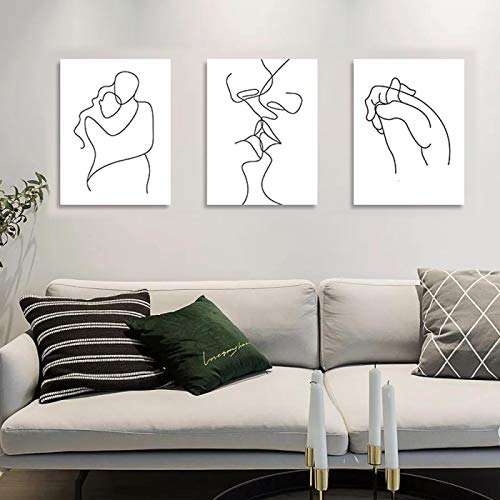 Tableau couple amoureux abstrait pour une decoration de chambre chaleureuse