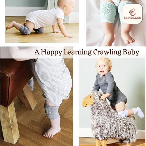 Image of 1 Pair Baby Elbow Knee Protection, Anti Slip Skid Comfort Socks For Safe Crawling and Walking, Baby Knee Elbow Cotton Socks & Pads For Toddlers, Babies & Kids. (Multicolour)