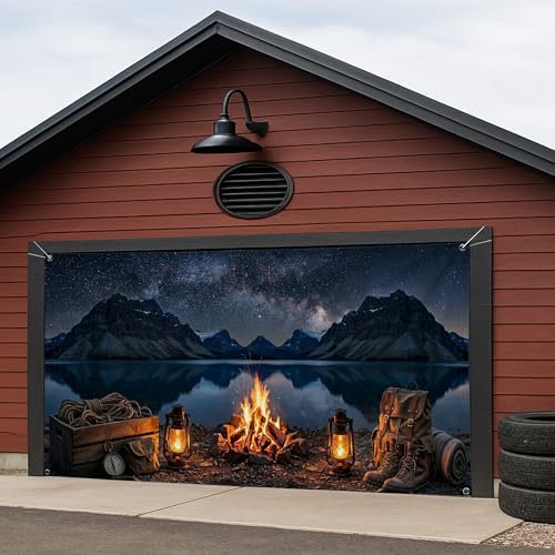 Couverture de porte de garage paysage de montagne décor d'hiver 397x210 cm - 4