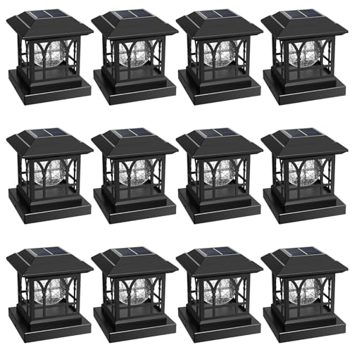 AEYANZZ 4x4 Post Solar Lights Crackle Glass Solar Post Cap Lights 20 Lumens