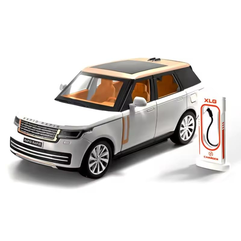 Image of FEXXA 1:24 Scale Range Rover SUV Die-Cast Metal Car with Sport car Openable Doors Light and Sound,Pull Back Function Indoor Outdoor Toy for Kids (White)