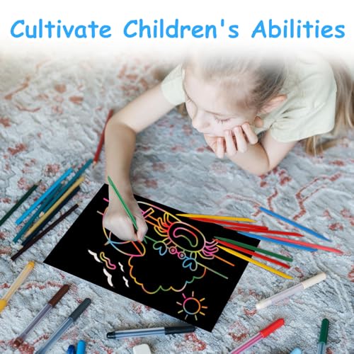 Giantree 50 Stück bunten hölzernen Stift für Scratch Art, 5 Farben Heavy Duty Scratch Art Stylus Tools 4,7 Zoll Stylus Sticks für DIY kreativ zeichnen Weihnachten Scratch Art Aktivität Handwerk