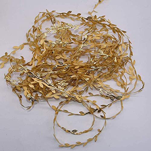 ANCLLO 10M Gold Leaves Leaf Ribbon Trim Rope for Garland DIY Crafts and Party Wedding Home Decorations, 10m x 4.5cm - Image 3