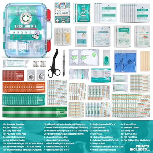 Image of General Medi 420 Pieces Professional First Aid Kit - HardCase First Aid Box - Contains Premium Medical Supplies for Travel, Home, Office, Vehicle, Camping, Workplace & Outdoor (Pack of 3)