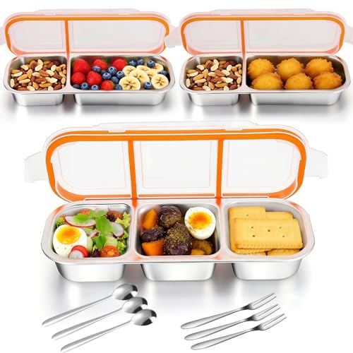 3 Pack Stainless Steel Snack Containers with Lids