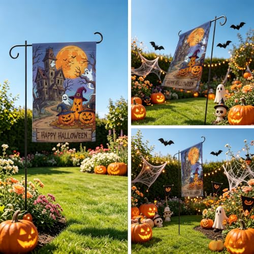 Ghost Pumpkin Haunted House Halloween Garden Flag 12×18 Inch Outdoor Flag - image 5